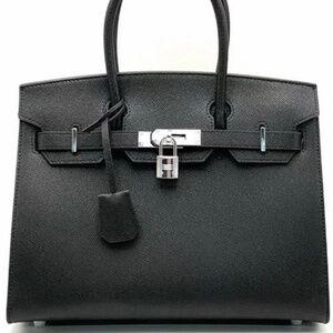 Black leather fashion style Birkin handbag purse brand new without tag